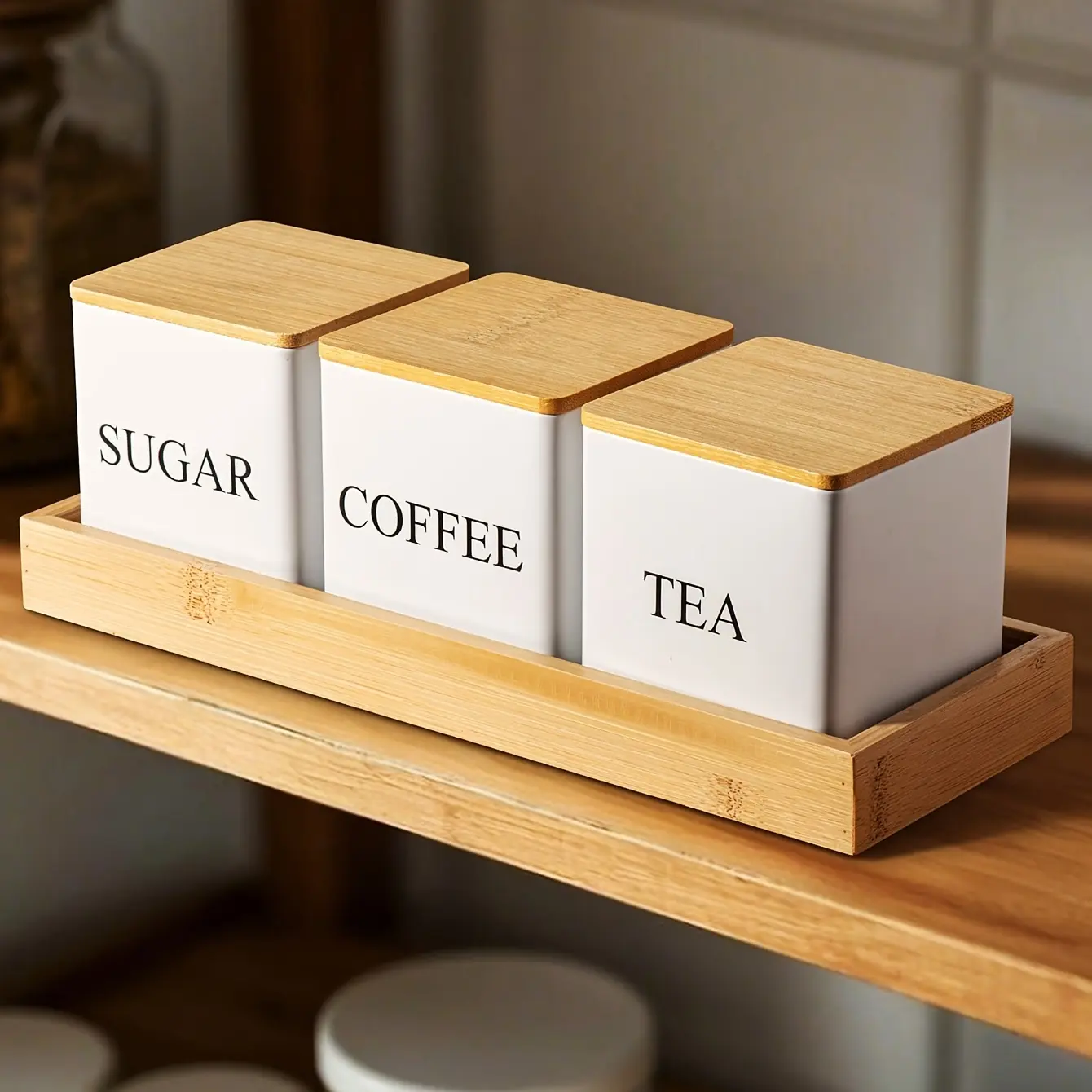 3-Piece Storage Jars Set, Food Storage, Preserving Containers, Kitchen Preservation Container, Metal Coffee Bean Sugar Tea Containers, Kitchen Organization Essentials, Daily Use Organizer Supplies, Coffee Sugar Tea Box, Home Container