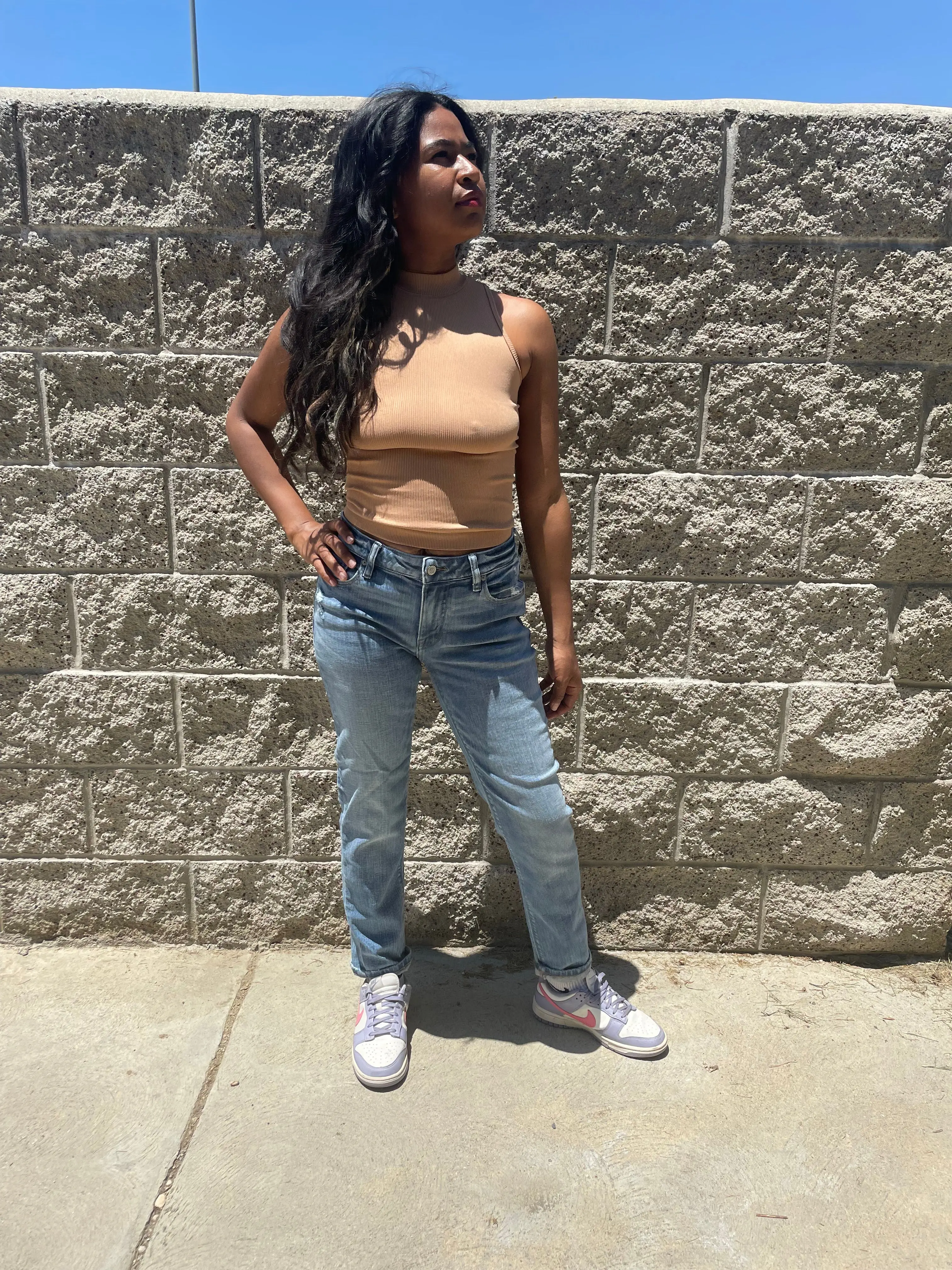 Women's Frankie Mid-Rise Girlfriend Jeans - Minimalist Basic Denim Bottoms for Streetwear, Girlfriend Style, Mid Waist
