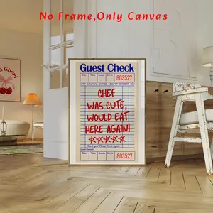 Guest Check Wall Art, Kitchen Wall Art, Kitchen Decor, Wall Decor, Canvas Wall Art, Home Decor, Living Room Decor, Bedroom Decor, Poster, Unframed Art Print