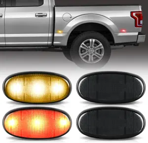 Nilight 4-PCS 3-LED Smoked Lens Wheel Fender Side Marker Lights, Red Amber Front Rear Clearance Lights, Plug-and-Play Auto Parts, Vehicle Accessories, Accessories for Car Fit 2011-2022 F250 F350 F450 F550 Super Duty