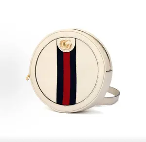 Pre-owned GUCCI Ophidia Mini Women Backpack, Double G Logo Striped Fabric, White
