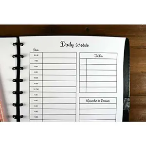 Daily Schedule Inserts for Discbound Planners, Fits with Circa Letter, Arc by Staples, TUL, Letter Size (8.5'' x 11''), (Planner sold separately)