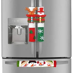 OUGAR8 Adorable Christmas indoor decoration Refrigerator Handle Covers Cute Kitchen Snowman Decor For Fridge Door Appliance,Oven,Dishwasher Household Cleaning Item Christmas Aesthetic Cozy Gift (3 Snowmen)