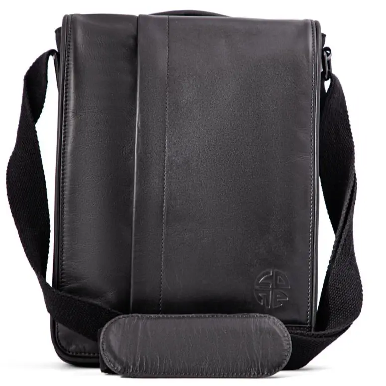 Voyager's Vault Premium Leather Canvas iPad Bag Padded Tablet Travel Case 13" Laptop Messenger Bag with Trolley Strap & Multi-Pocket Organizer for Tech-Savvy Professionals and Travelers
