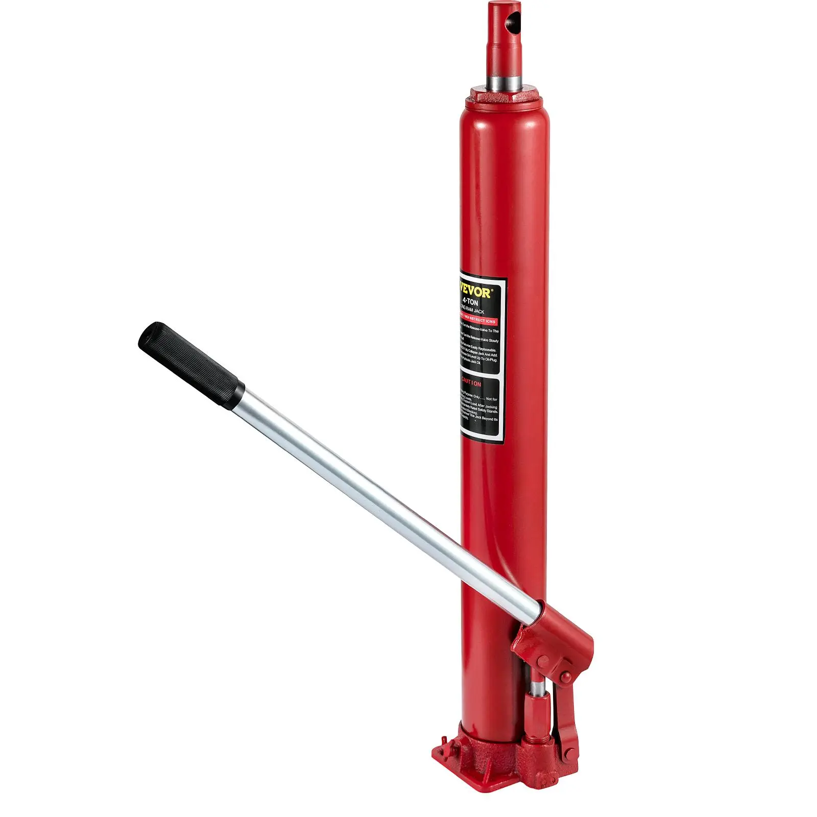 【Summerfinds】VEVOR Hydraulic Long Ram Jack 4 Tons/8818 lbs Capacitywith Single Piston Pump and Flat BaseManual Cherry Picker with Handlefor Garage/Shop CranesEngine Lift HoistRed