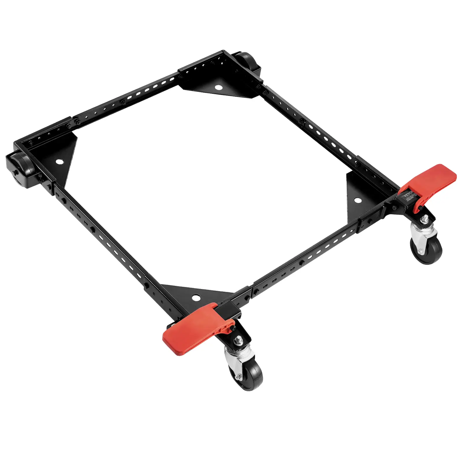 VEVOR Heavy Duty Carbon Steel Universal Mobile Base Stand, 500 lbs Capacity, 12"x12"-36"x36" Adjustable Rods, Swivel Casters, Handle Attachment, Minimal Tools Needed, Multi-Surface Fit for Workshop Woodworking Bandsaw, Metal Equipment, Washing Machine