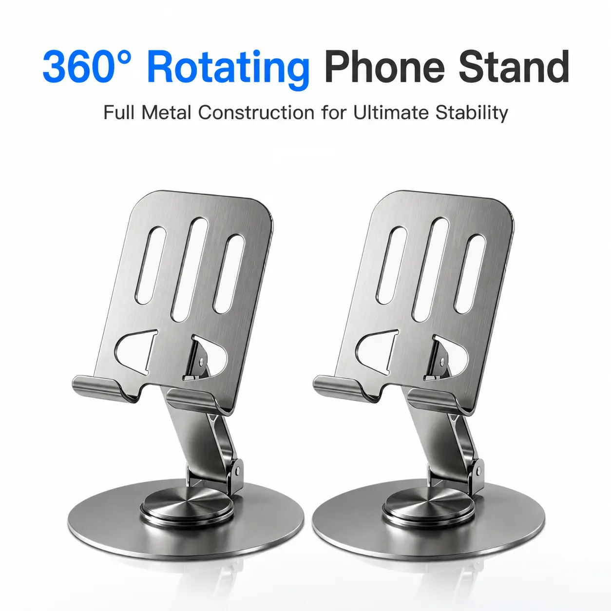 360° Rotating Adjustable Swivel Phone Holder & Mount - Collapsible Desk Stand, Hands-Free Dock for iPad Pro 12.9, iPhone 15, Switch Devices, WFH Essentials, Portable Travel Bracket for Video Recording, Smartphone
