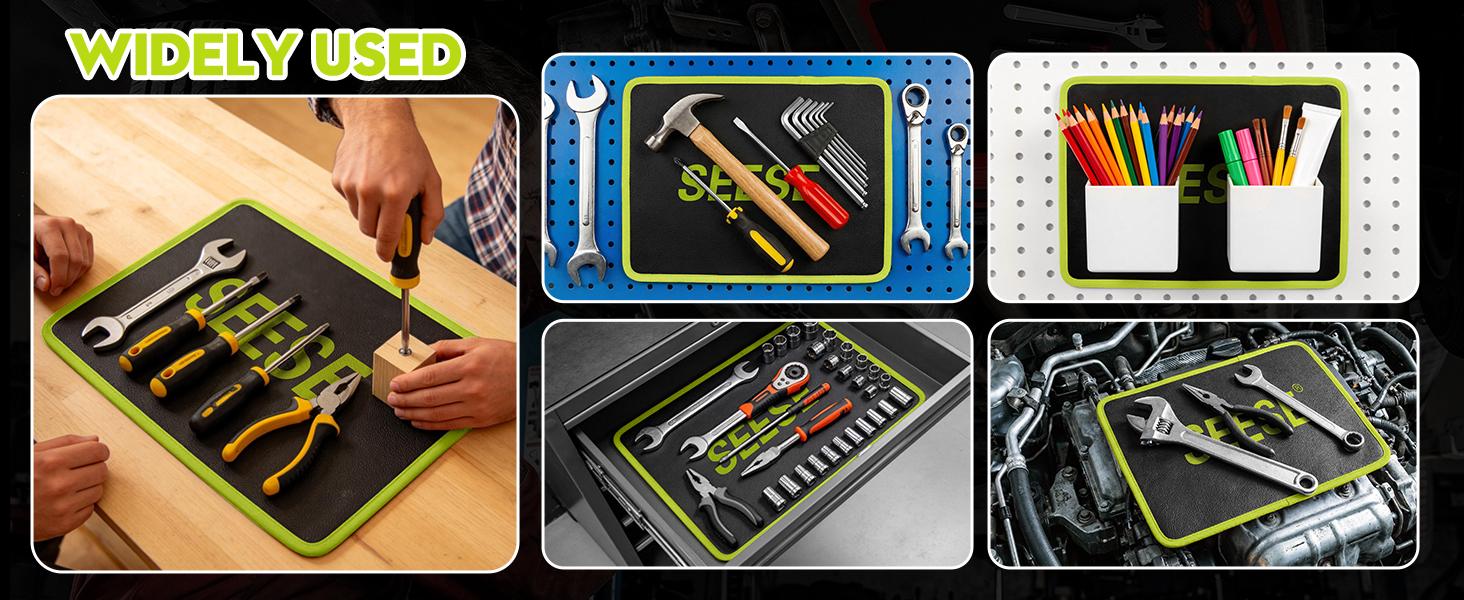 SEESE 3PC Flexible Magnetic Tool Mat & Tray Holder - Magnetic Tool Tray, Flexible Magnetic Mat, PVC & Non-Slip for Garage Workshop, Auto Repair Tools fathersdaygiftideas SEESE 3PC Flexible Magnetic Tool Mat & Tray Holder - Magnetic Tool Tray, Flexible Magnetic Mat, PVC & Non-Slip for Garage Workshop, Auto Repair Tools fathersdaygiftideas