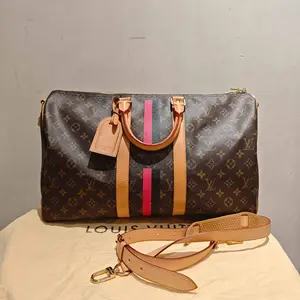 Pre-owned Louis Vuitton canvas Travel Bags Keepall Bandoulière 45 Monogram Striped bag
