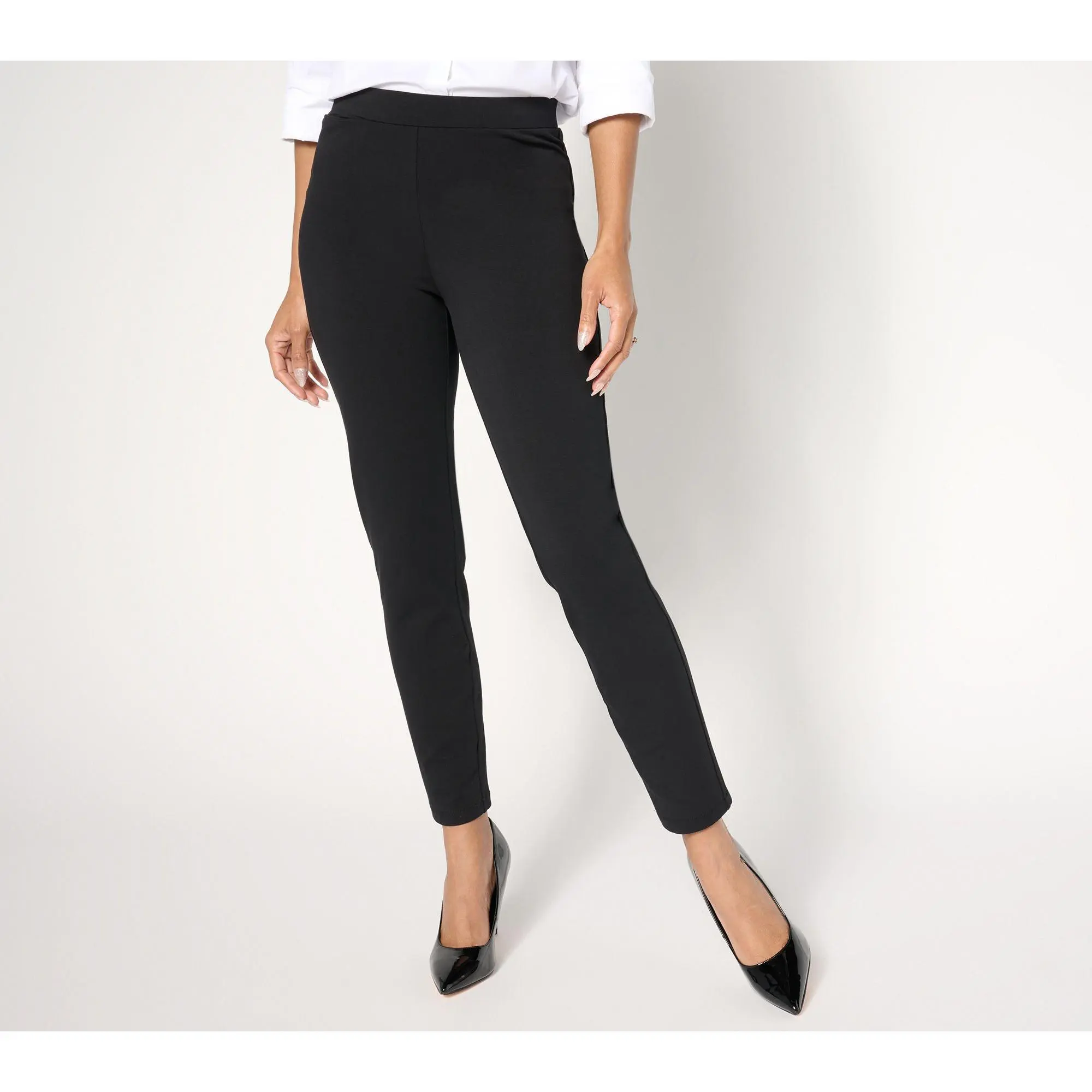 Susan Graver Weekend Petite Premium Stretch Slim-Leg Ankle Pants