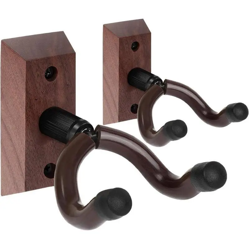 Guitar Wall Mount 2 Pack Hardwood Hanger for Acoustic Electric Banjo Bass Mandolin with Screws Secure Wall Hook Holder Stand