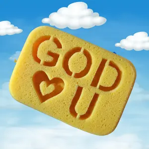 "God Loves You" Butter Sponge 7.5inx5.5inx2in. Personalized Religious Design, ASMR Squeeze Sponge, Scrub Scouring Pads Sponges Cleaning