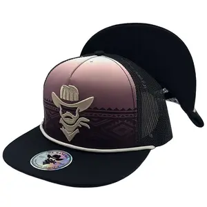 De Rancho Twilight Ranch DR345 Snapback Hat with Embroidered Cowboy Logo and Aztec Pattern