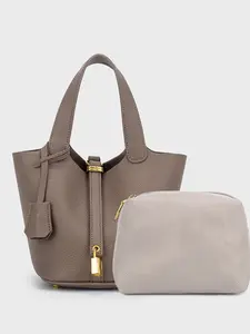 Mini Faux PU Leather Bucket Bag for Women Fashionable Small Handbag Purse With Lock Design Retro Vegetable Baskets Top Handle Tote Elegant Minimalist Casual Versatile Daily Commuting Travel Satchel