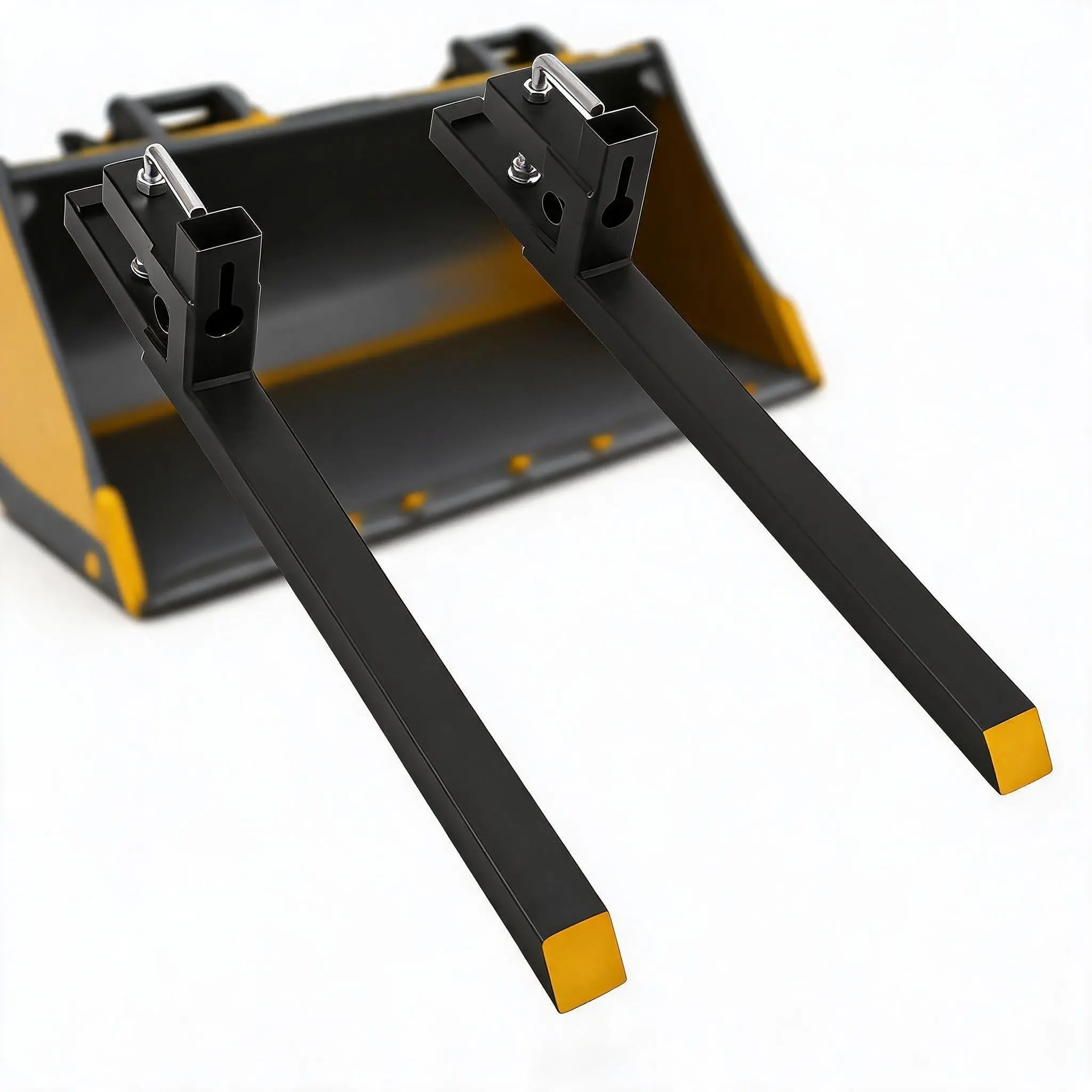Clamp-on Pallet Forks, 2500 LBS Capacity 43" Heavy Duty Bucket Forks for Tractor, Skid Steer Loader, Adjustable Clamp on Forks with Quick Attach for Moving Hay Bales, Wood, Pallets
