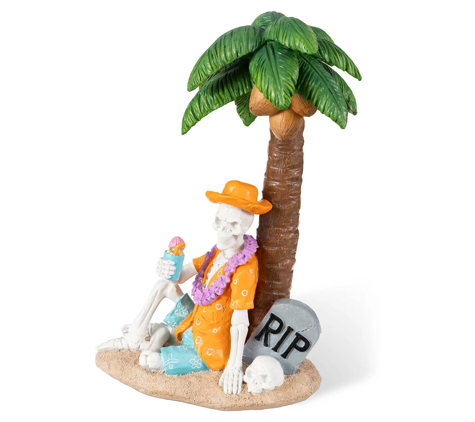Glitzhome 11.5"H Halloween Skeleton on Beach Table