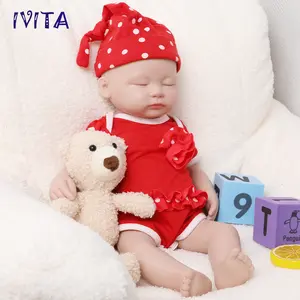 IVITA 15" Adorable Silicone Reborn Baby Newborn Platinum Silicone Doll Handmade Floppy Silicone Baby Birthday Gift Cute Silicone Infant Doll