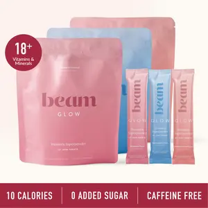 Beam Glow Women's Daily Superblend Duo/Trio Pack, 15 servings per bag (DuoPack 30 servings, TrioPack 45 servings), Supports Stronger Hair, Nails & Skin, Metabolism, Immunity and Hormone Balance, 10 calories per serving, 0 sugar