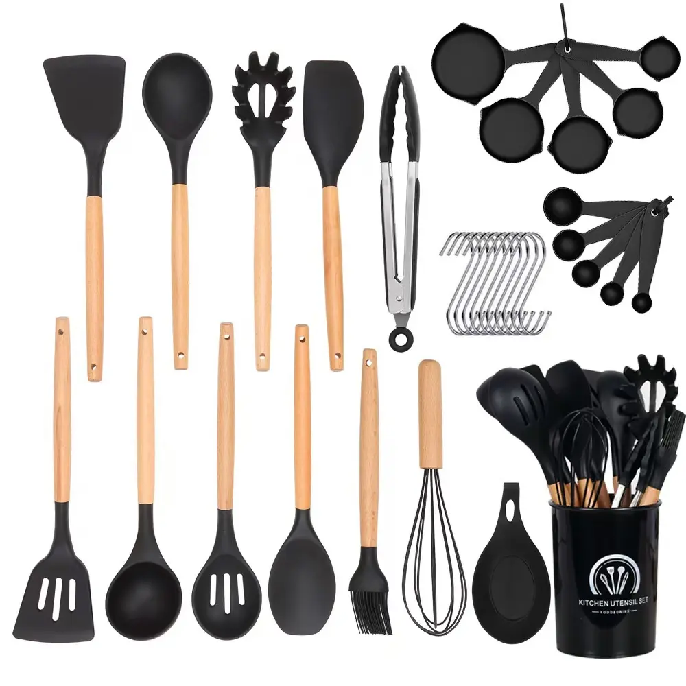 Free Shipping,Silicone Spatula and Spoon 28-Piece Set, Non-Stick Silicone Spatula, High-Temperature Resistant Silicone Kitchen Utensil Set Wholesale