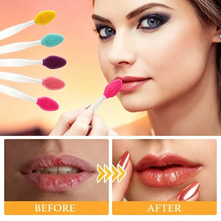 18Pcs Double Sided Silicone Lip Brush Set, Multi Color Portable Lip Care Applicators, Soft Tool for Lip Scrub & Daily Lip Makeup, Ideal Beauty Gift for Women Compact Gentle