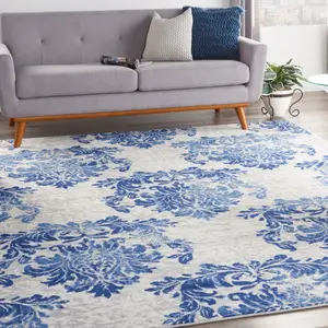 Nourison Whimsicle Damask Abstract Indoor Area Rug, Vintage-Inspired Cool-Toned Floral Abstract Rugs for Home Decor
