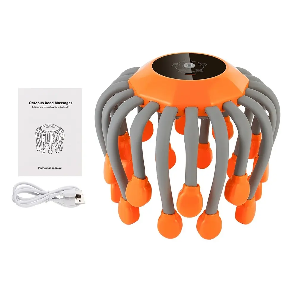 24 Claw Head Massager, Scalp Stimulator, Rechargeable Scalp Massagers, Relieves Stress & Migraines, Silicone Relaxation Aid, Ergonomic Design, Portable & Lightweight, Ideal for Home & Travel Use
