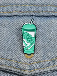 Creative Drink Cup Design Brooch Pin, Durable Metal Pins, Cute Fashion Alloy Badge for Women & Men for Party, Daily Clothing Decor, Trendy All-match & Exquisite Brooch for Birthday Gift, Charms, Jewelry, Men Accessories