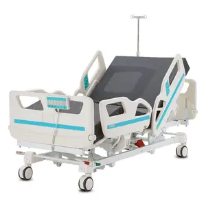 VEVOR Premium 5 Function Full Electric Hospital Bed, ICU Electric Medical Bed with Trendelenburg Reverse Trendelenburg, 5-Inch Locking Casters, IV Pole for Home Hospital Use, 550LBS Loading