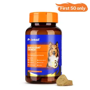 Pointail Skin & Coat Renewal Bites for Dogs - Omega-3 Rich Salmon Oil & Chondroitin, 735mg High Meat Freeze-Dried, Vet-Formulated for Shedding & Itching