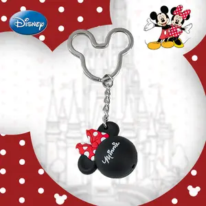 1PC Disney Officially Licensed Mickey Minnie Icon Ball Keychain Cute PVC Keychain Mobile Phones Pendant Bag Decoration Car Key Chain Creative Backpack Ornament Pendant Party Small Gifts Key Loss Prevention Keyring