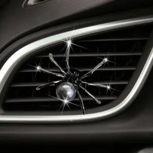 Bling Spider Car Air Fresheners Vent Clips, Cute Lovely Spider Car Air Vent Clips Funny Diamond Diffuser Vent Clip Decoration Interior Decor Bling Accessories for Women Men(Black)