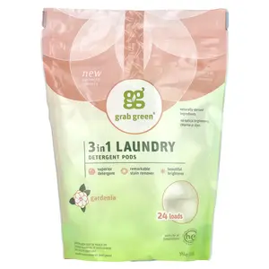 Grab Green 3-in-1 Laundry Detergent Pods, Gardenia, 24 Loads, 13.5 oz (384 g)