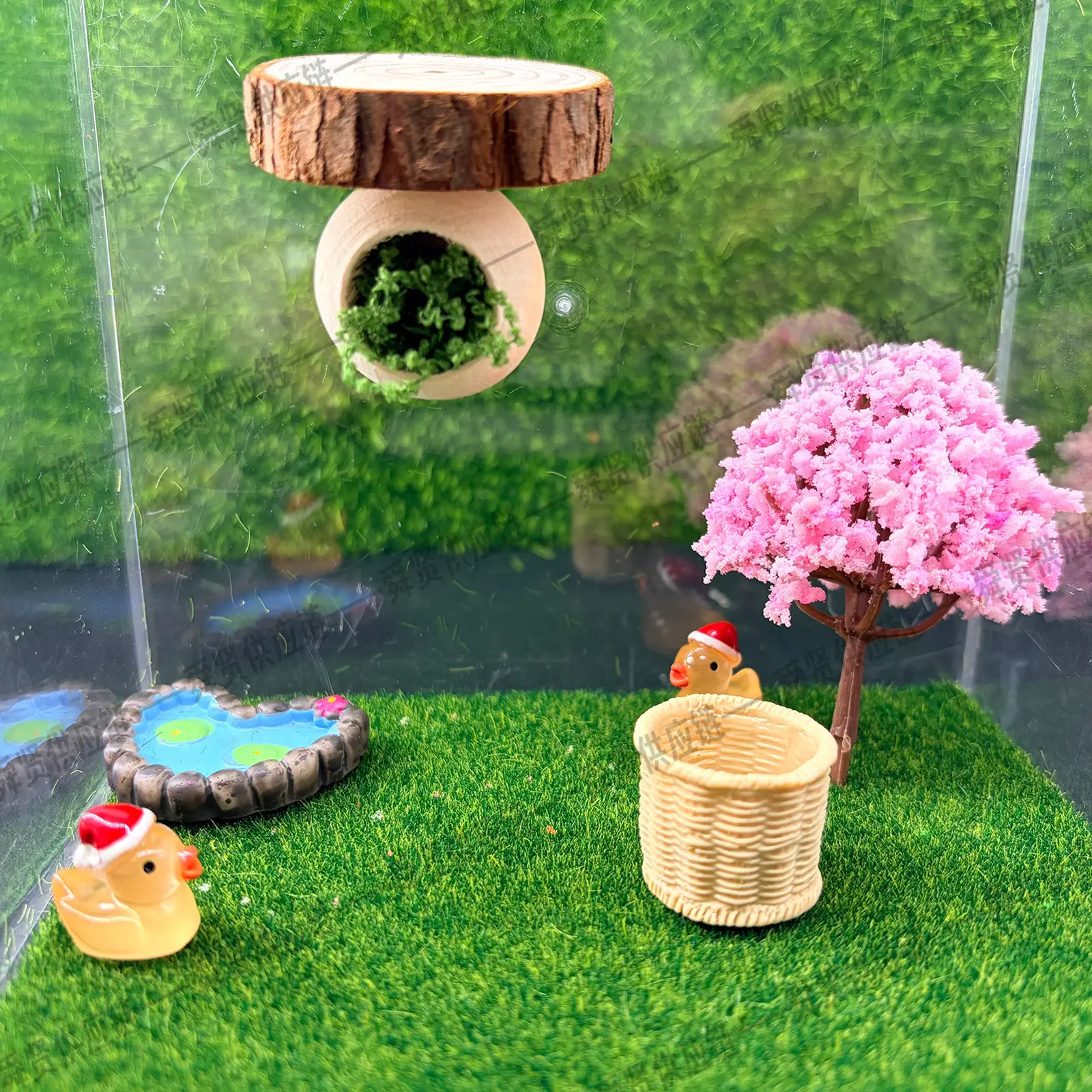 Jumping Spider Hideout, Sphere House Magnetic Wooden Platform Terrarium Accessory with Eco-Friendly Resin Design, Adjustable Height, Detachable, Safe & Durable for Daily Breeding (Caves, Creative Nest Included; Acrylic Case Not Included), Enhances Sense O