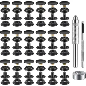 72 count (18Sets) Snap Fastener Kit Tool 15MM Snap Button kit Snaps for Leather Leather Snaps and Fasteners Kit for High-Grade Metal Material Snaps for Bag, Jeans, Clothes, Fabric (Black)