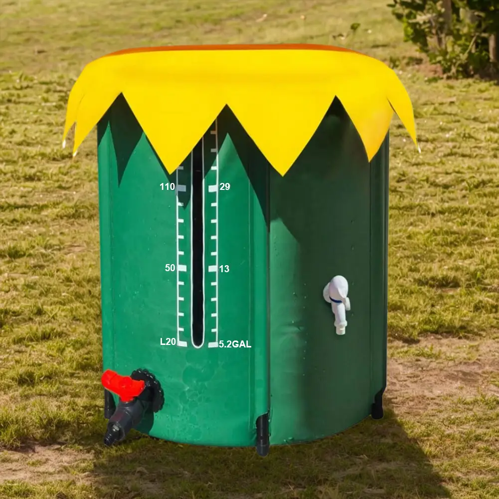 52 Gallon Rain Collection System Collapsible PVC Water Storage Tank with Three Spigots Water Barrel Collector Garden Water Catcher
