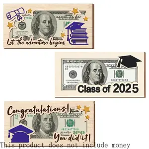 Graduation Season Money Holder, 1 Count/3 Counts Graduation Themed Wooden Hanging Sign, Congratulations Graduation Gift for Friends Classmates