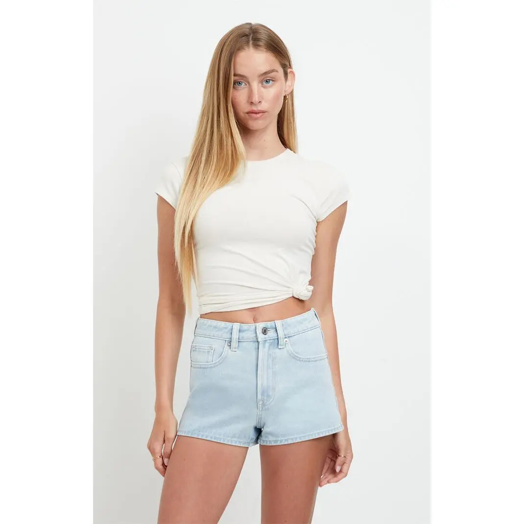 Pacsun Women's Ivy High Waisted Festival Jean Shorts Zip Fly Light Blue