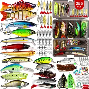 255/205/166/75pcs Fishing Lures, Tackle Box, Tackle Kit, Gifts for Men, Bass & Trout Accessories, Saltwater & Freshwater Gear, Topwater Lures, Hooks, Spinnerbaits