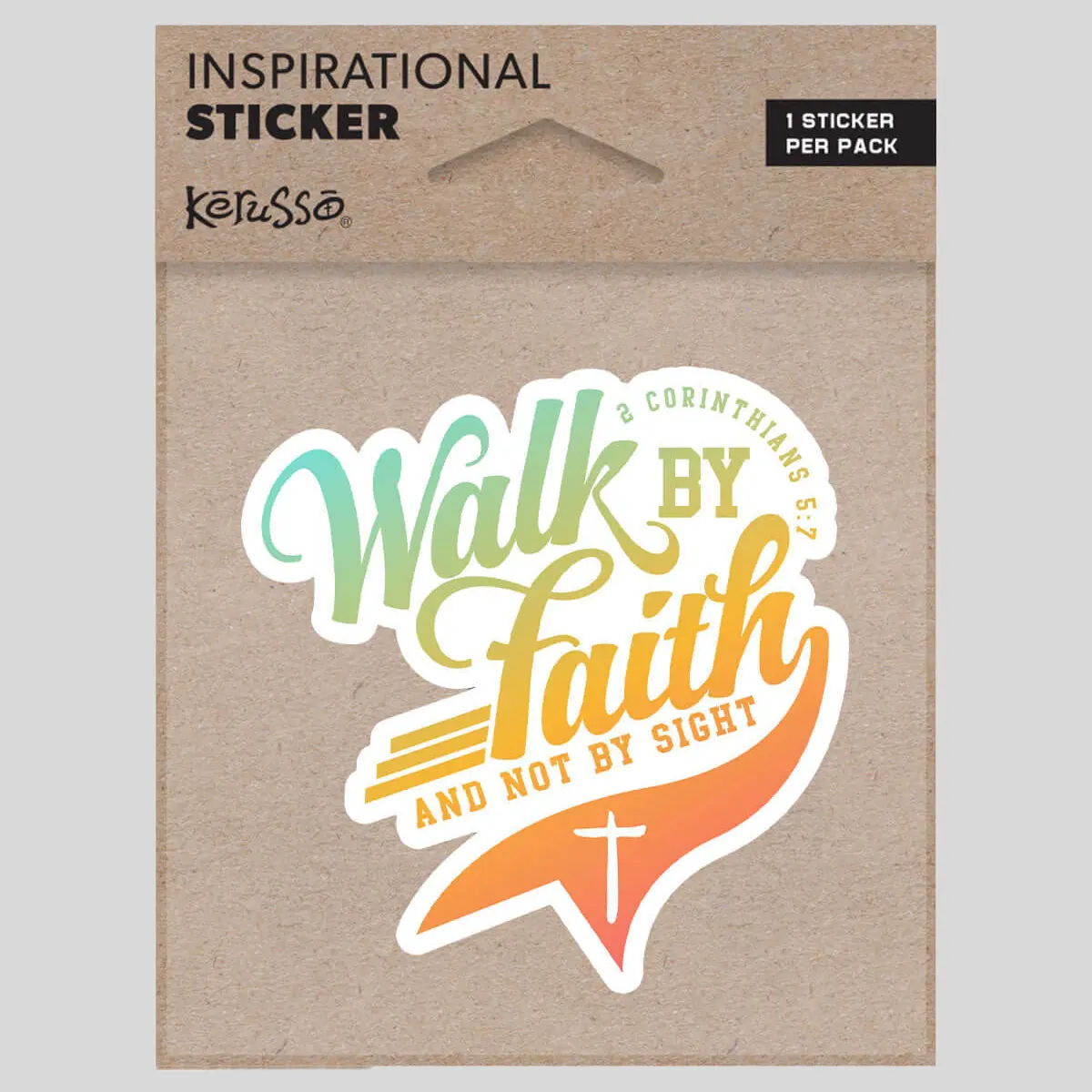 Kerusso Walk by Faith Script Vinyl Adhesive Stickers, 3" x 3" Inspirational Message Retro Decor for DIY Scrapbooking, Stamping, Bike Customization