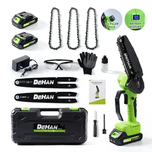 [6 Inch Mini Chainsaw] 6 Inch Mini Electric Cordless Handheld Chainsaw | Battery Powered with Charger for Trimming Tree Branches, Wood Cutting, Pruning Shears to DIY, Backyard Upkeep, Light Home Repairs