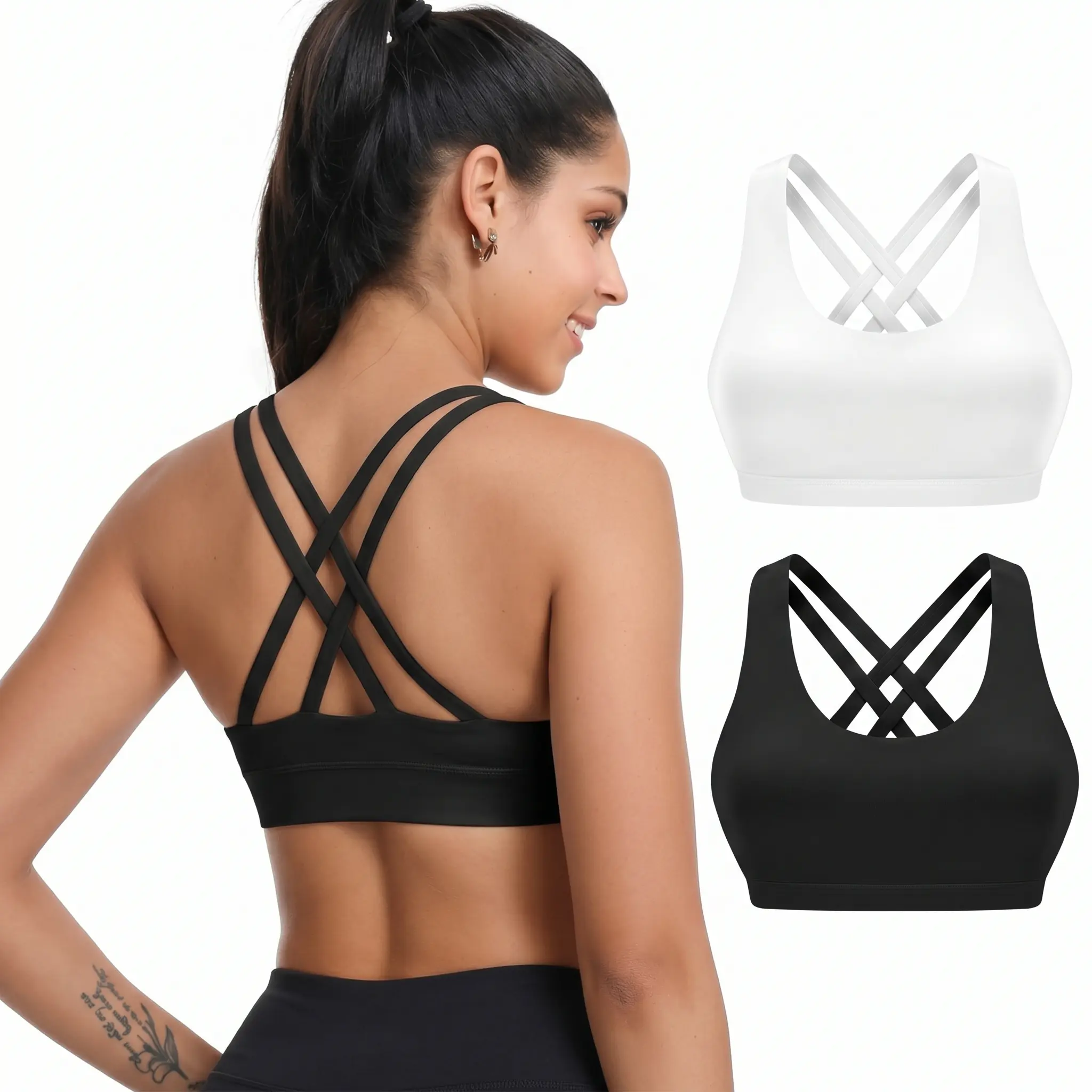 2026 New Arrival: Women's High-Impact Sports Bra (Ideal for Larger Busts) — Wire-Free Yoga Bra with Removable Pads. Features a Low-Back, Multi-Strap "Beautiful Back" Racerback Design, Suitable for Yoga, Running, and Various Other Sports. Workout Bra