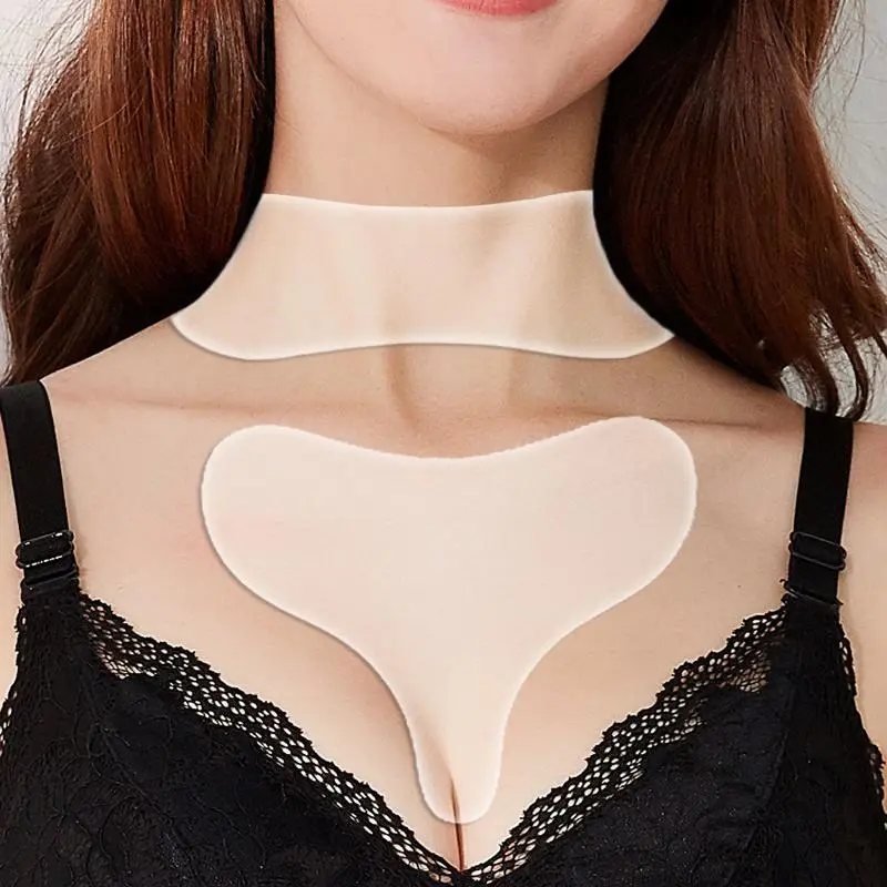 Reusable Chest Silicone Tape Patch, 2 Counts/set Smoothing Neck Skin Care Tape, Improves Skin Elasticity, Suitable for Sleep Use