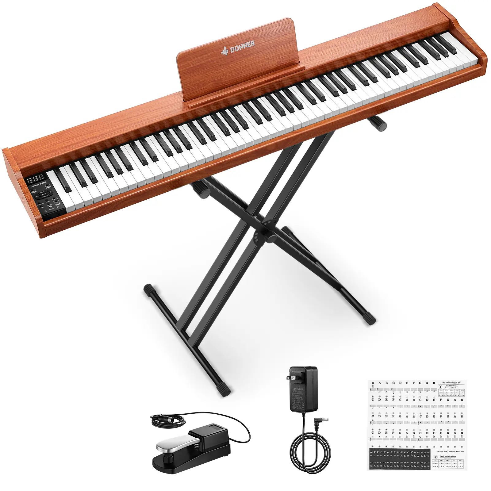 Donner DEP-1S 88 Key Velocity-Sensitive Digital Piano with X-Stand for Beginner, Electronic Piano, Classroom