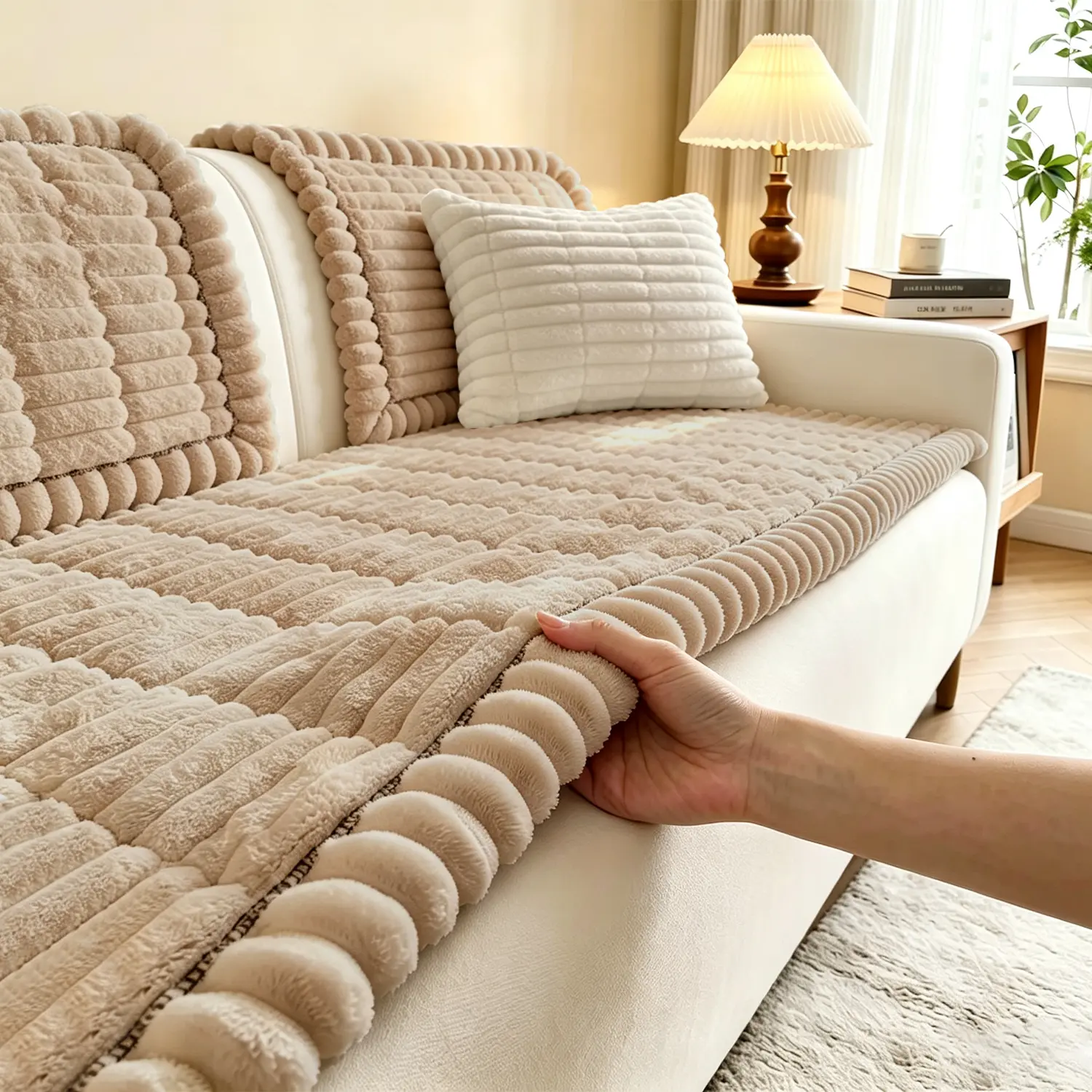 Cozy Plush Polyester Fiber Dog Couch Cover - Wash-Clean Ease, Dust-Resist Cover, Non-Slip, Pet-Friendly 4-Season Sofa Protector Blanket Mat