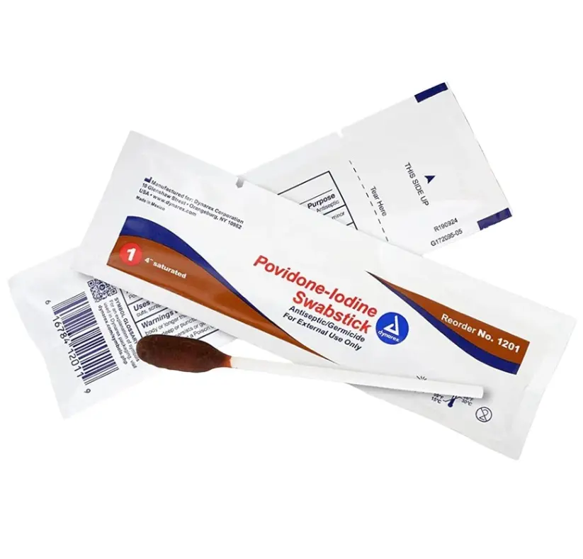 Dynarex 10% Povidone-Iodine Swabsticks Antiseptic Kit - Professional Skin Prep, Medical Supplies, Emergency Supplies, Individual Travel Packs (50 Count)