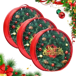 Christmas Wreath Storage Container Wreath Storage Bag 3 Pcs 30 Inch with Zipper and Sturdy Carrying Handle for Christmas Wreath Storage