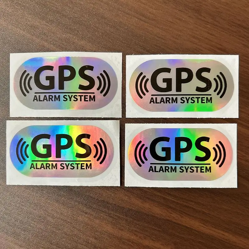 2026 New V1765# Holographic Car Stickers 4PCS ALARM SYSTEM GPS TRACKING Device Security Safety Warning Vinyl Decal WaterProof For Window For your Cars