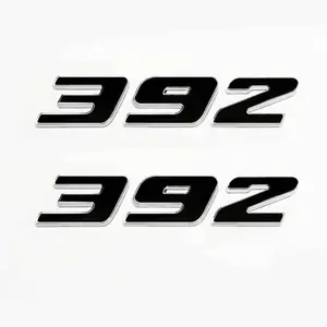 2pc Black 392 Badge Emblem Chrome Trim for MOPAR HEMI Passenger & Driver Side