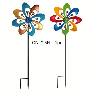 1pcs Colorful Acrylic Gem Windmill, Rotating Vintage Style, Outdoor Garden Decor, No Power Required, Perfect for Lawn and Courtyard