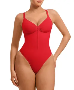 FeelinGirl #Live2 Seamless Covered Bust Jumpsuit Thong Bodysuit Peach heart collar Fit Womenswear Comfort Shapewear Breathable Comfortable Day Tummy Tuck Garment Shaper Clothes Smooth Zipper Spaghetti Strap